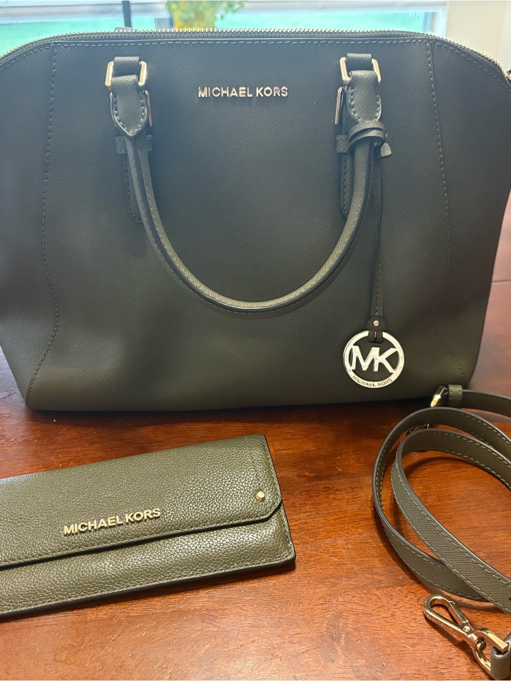 Michael Kors Black Saffiano Satchel with Matching Wallet